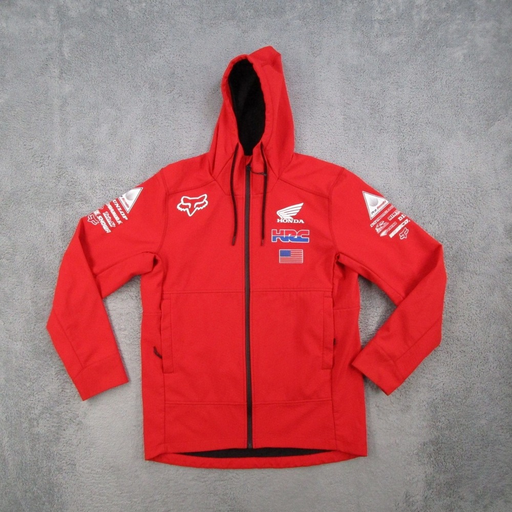 Fox Racing Honda HRC Pit Jacket Mens Large Red Full Zip Hooded Motocross